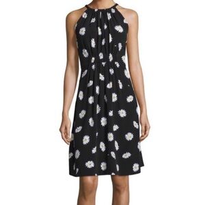 Kate Spade New York Black Daisy Floral Halter Midi Dress